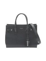 Black Leather Saint Laurent Sac de Jour