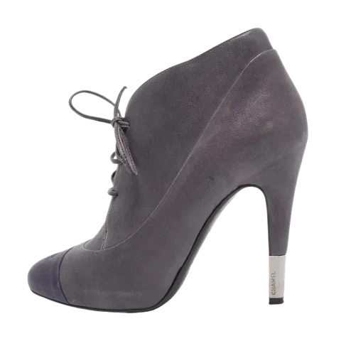 Grey Leather Chanel Boots