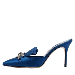 Blue Satin Manolo Blahnik Mules