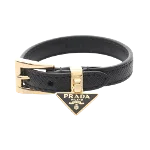 Black Leather Prada Bracelet