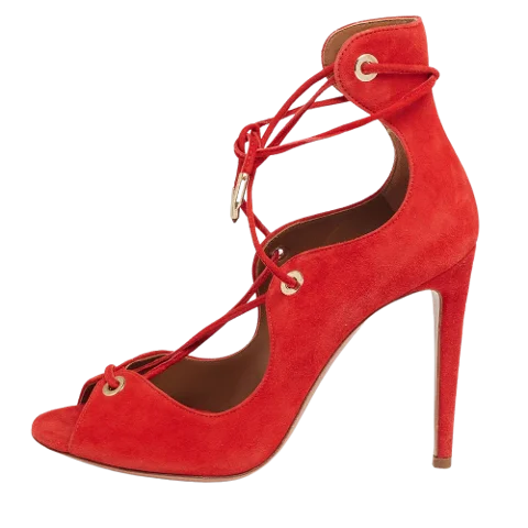 Red Suede Aquazzura Sandals