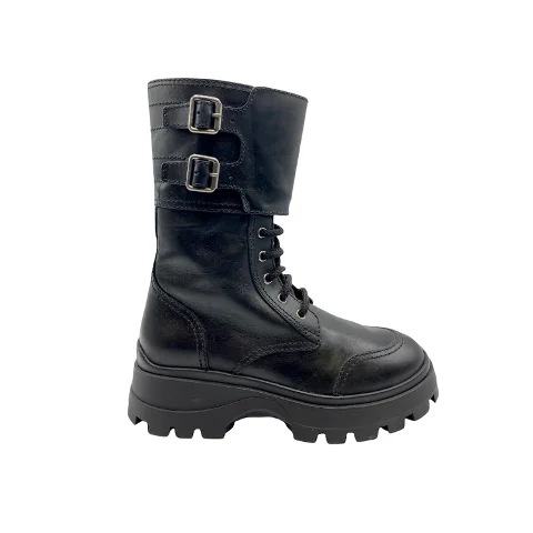 Black Leather Miu Miu Boots