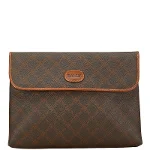 Brown Canvas Bally Clutch