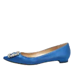 Blue Satin Manolo Blahnik Flats