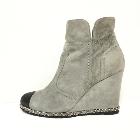 Grey Suede Chanel Boots