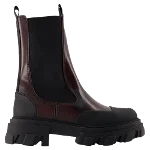 Burgundy Leather Ganni Boots