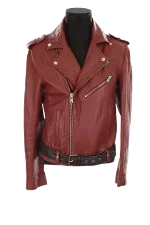 Burgundy Leather Maje Jacket