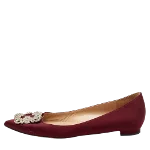 Burgundy Satin Manolo Blahnik Flats