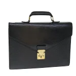 Black Leather Louis Vuitton Serviette Ambassadeur