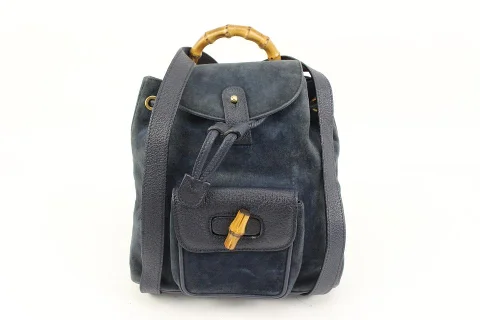 Navy Suede Gucci Backpack