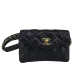 Black Leather Chanel Belt Bag