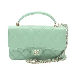 Green Leather Chanel Shoulder Bag