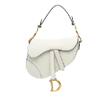 White Leather Dior Saddle Bag