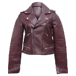 Burgundy Leather Maje Jacket