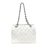 White Leather Chanel Sports CC Logo