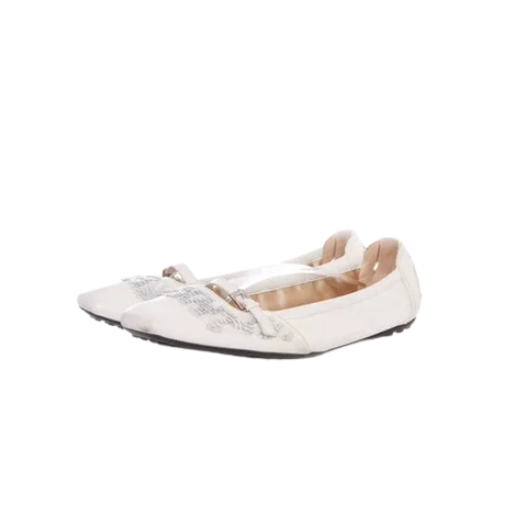 White Leather TOD's Flats