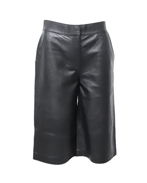 Black Leather Staud Shorts
