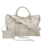 White Leather Balenciaga City