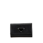 Black Leather Prada Key Holder