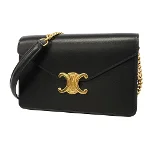 Black Leather Celine Shoulder Bag