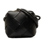 Black Leather Bottega Veneta Crossbody Bag