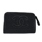 Black Leather Chanel Pouch