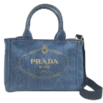 Navy Denim Prada Canapa Tote