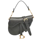 Black Leather Dior Saddle Bag