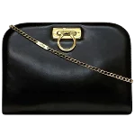 Black Leather Salvatore Ferragamo Shoulder Bag