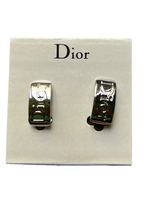 Silver Metal Dior Earrings
