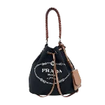 Black Leather Prada Bucket Bag