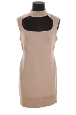 Beige Polyester Hervé Léger Dress