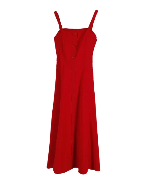 Red Cotton Staud Dress