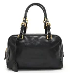 Black Leather Prada Boston Bag