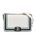 White Leather Chanel Boy Bags