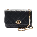 Black Leather Chanel Crossbody Bag