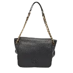 Black Leather Tory Burch Shoulder Bag