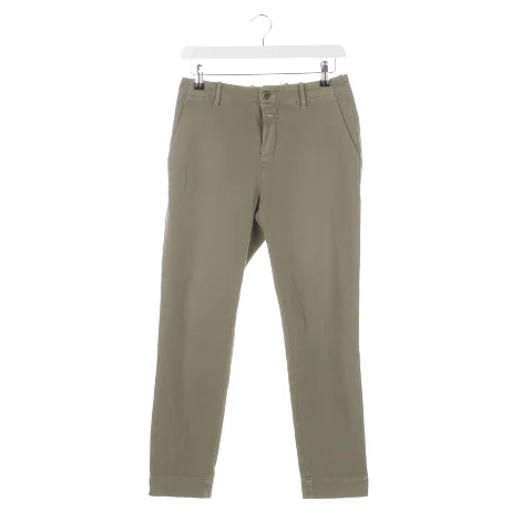Green Cotton Closed Pants
