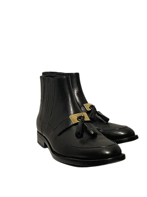 Black Leather Balmain Boots