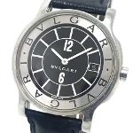 Black Leather Bvlgari Watch