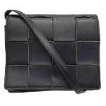 Black Leather Bottega Veneta Cassette Bag