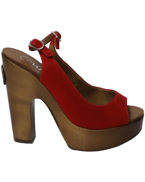 Red Suede Chanel Heels