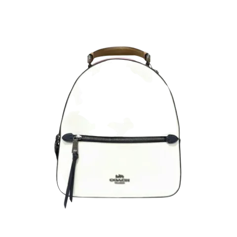 White Leather Coach Backpack