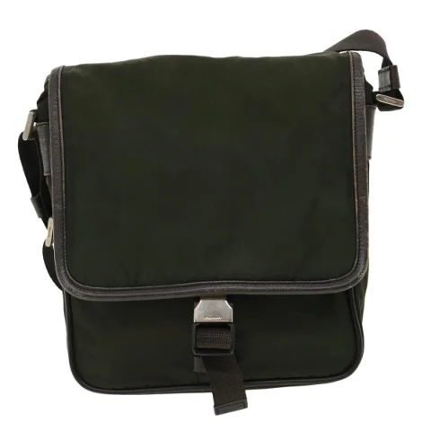 Green Fabric Prada Messenger Bag