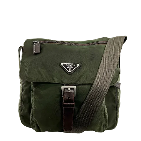 Green Nylon Prada Messenger Bag