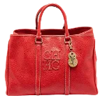 Red Leather Carolina Herrera Tote