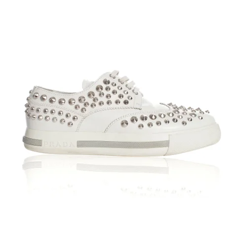 White Fabric Prada Sneakers