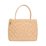 Beige Leather Chanel Medaillon