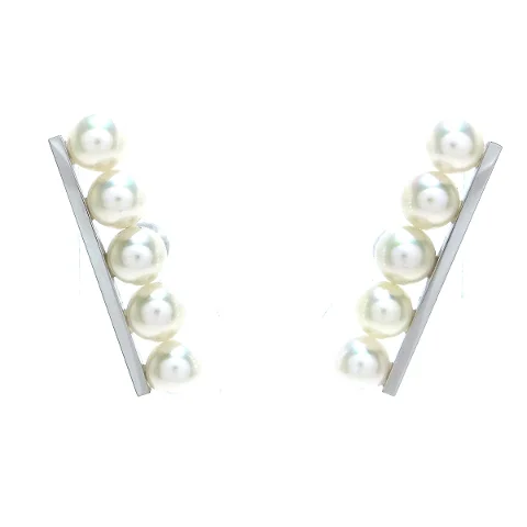 Silver White Gold Tasaki Earrings