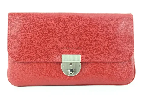 Red Leather Longchamp Wallet